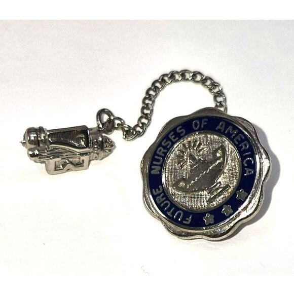 Future Nurses Of America Pin Set '73 Sterling Silver Blue Enamel 0.5" LI603 - Picture 1 of 7